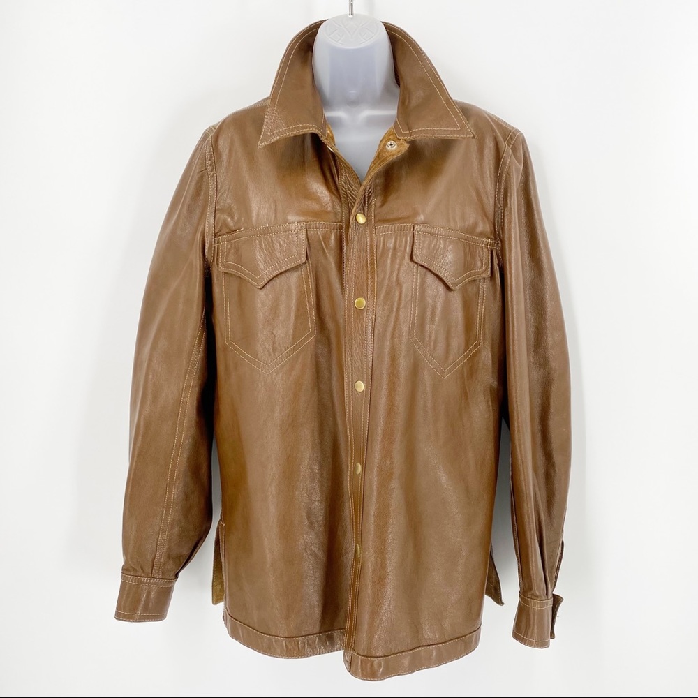 Vintage Leather Reversible Suede Snap Front Jacket